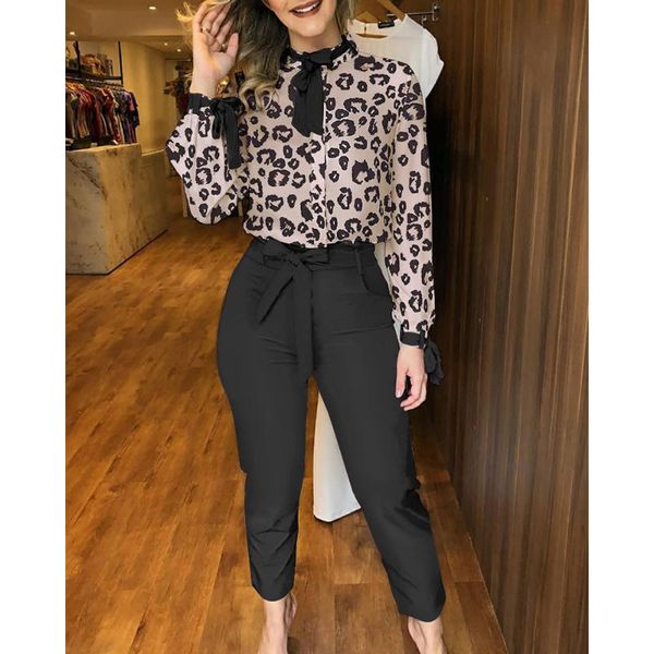 women's tracksuits stylish lady leopard printed elegant 2 piece set women long sleeve shirt and bow pant 2021 autumn office outfits, Gray
women's tracksuits stylish lady leopard printed elegant 2 piece set women long sleeve shirt and bow pant 2021 autumn office outfits, Gray