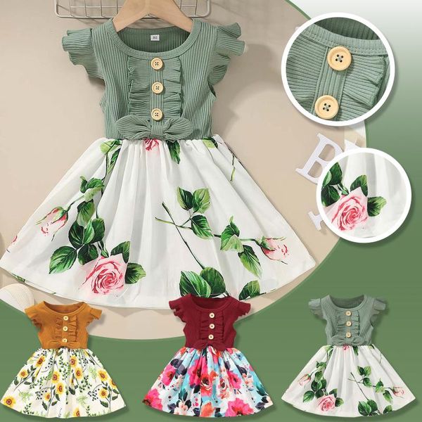 girl's dresses toddler kids baby girls summer dress ruffled sleeveless stitching floral casual children princess vestidos, Red;yellow
girl's dresses toddler kids baby girls summer dress ruffled sleeveless stitching floral casual children princess vestidos, Red;yellow