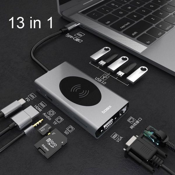 hubs 13 in 1 usb c dock dual screen display adapter hub type lapdocking station for lenovo thinkpad xps
hubs 13 in 1 usb c dock dual screen display adapter hub type lapdocking station for lenovo thinkpad xps