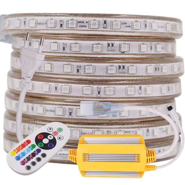 waterproof rgb led strip light 220v 24key remote high brightneer 60led/m rope lamp flexible tape outdoor decoration strips
waterproof rgb led strip light 220v 24key remote high brightneer 60led/m rope lamp flexible tape outdoor decoration strips