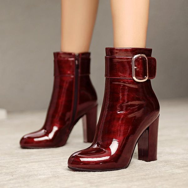 boots ymechic faux patent leather woman shoes block high heels buckle strap ladies dress women booties heel ankle boot winter 43, Black
boots ymechic faux patent leather woman shoes block high heels buckle strap ladies dress women booties heel ankle boot winter 43, Black