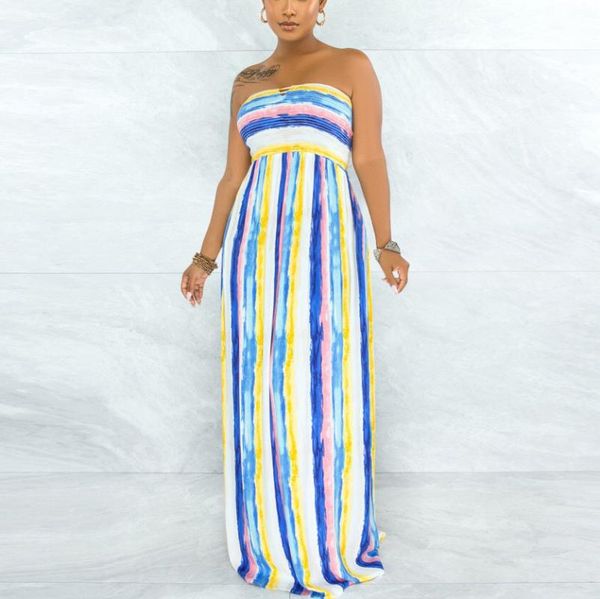 casual dresses strapless long dress striped printed backless high waisted floor length fashion evening night club vestidos mujer, Black;gray
casual dresses strapless long dress striped printed backless high waisted floor length fashion evening night club vestidos mujer, Black;gray