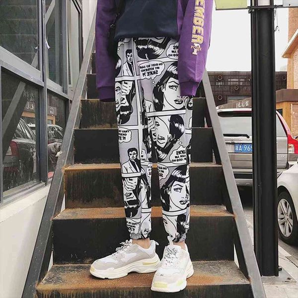 loose sports casual beam foot womens pant harem comics printed joggers mens hip hop trousers, Black;white
loose sports casual beam foot womens pant harem comics printed joggers mens hip hop trousers, Black;white