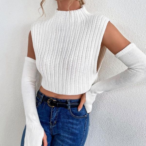 women's t-shirt dresses for women 2021 fashion temperament sleeveless knit high neck vest sleeve sweater t shirt, White
women's t-shirt dresses for women 2021 fashion temperament sleeveless knit high neck vest sleeve sweater t shirt, White
