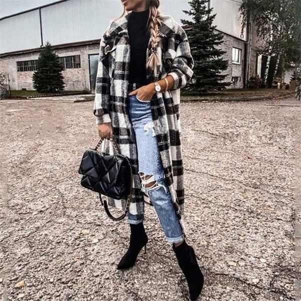 autumn winter fashion single breasted women long coat elegant turn-down collar overcoat vintage checked lady long jacket outwear 211110, Black
autumn winter fashion single breasted women long coat elegant turn-down collar overcoat vintage checked lady long jacket outwear 211110, Black