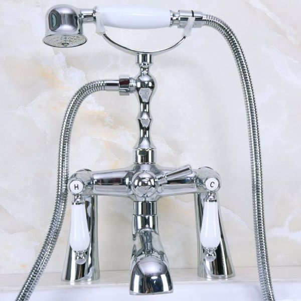 brass polished chrome deck mounted clawfoot bathroom tub faucet dual ceramic handles telephone style hand shower head ana110 sets
brass polished chrome deck mounted clawfoot bathroom tub faucet dual ceramic handles telephone style hand shower head ana110 sets