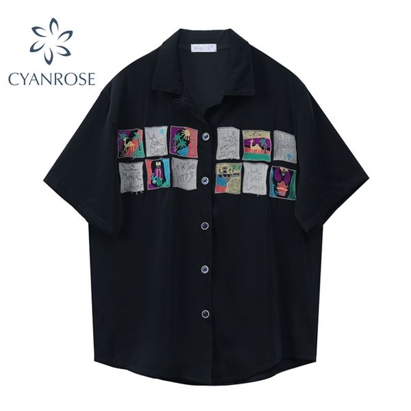boyfriend blouses and shirts for woman streetwear fashion short sleeve oversized cardigan lapel black harajuku ins blusas 210430, White
boyfriend blouses and shirts for woman streetwear fashion short sleeve oversized cardigan lapel black harajuku ins blusas 210430, White