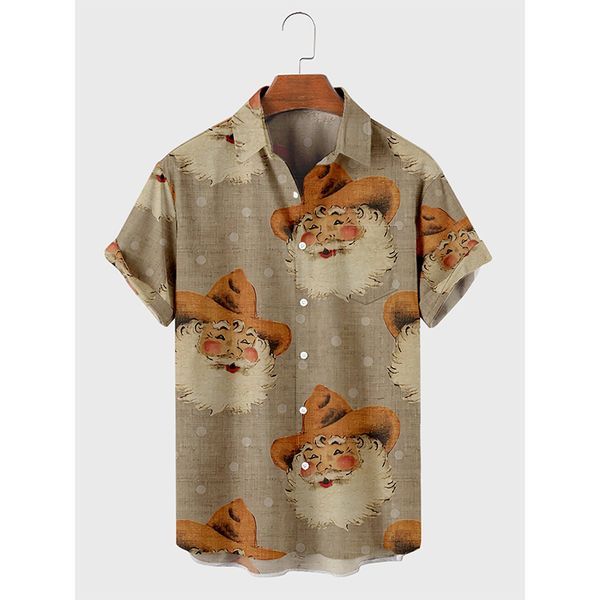 santa head print hawaiian style men's short-sleeved shirt geometric print party beach daily casual top, White;black
santa head print hawaiian style men's short-sleeved shirt geometric print party beach daily casual top, White;black