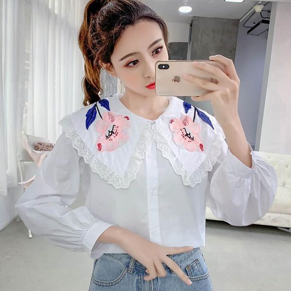 women's blouses & shirts 2021 turn-down collar fashion summer female women long sleeve embroidery blouse flower casual printed shirt t, White
women's blouses & shirts 2021 turn-down collar fashion summer female women long sleeve embroidery blouse flower casual printed shirt t, White