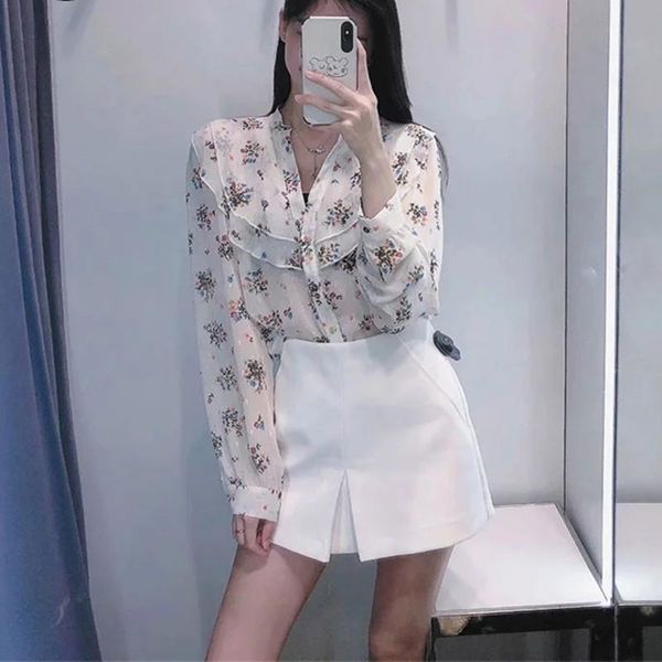 women's t-shirt 2021 sweet fashion floral print women casual loose chiffonm shirts vintage long sleeve buttons female chic, White
women's t-shirt 2021 sweet fashion floral print women casual loose chiffonm shirts vintage long sleeve buttons female chic, White