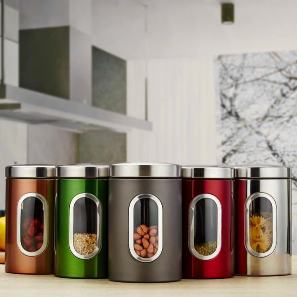 storage bottles & jars 3pcs/set food container with lids grain tank transparent view window stainless steel box
storage bottles & jars 3pcs/set food container with lids grain tank transparent view window stainless steel box