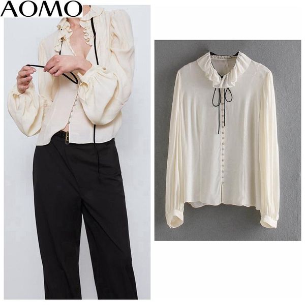 women's blouses & shirts aomo fashion women ruffle beige bow tie long sleeve solid elegant office ladies work wear je58a, White
women's blouses & shirts aomo fashion women ruffle beige bow tie long sleeve solid elegant office ladies work wear je58a, White