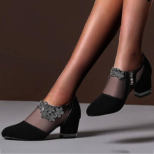flower rhinestones decorated women's sandals thick heel high lace mesh women zipper shoes zapatos de mujer, Black
flower rhinestones decorated women's sandals thick heel high lace mesh women zipper shoes zapatos de mujer, Black