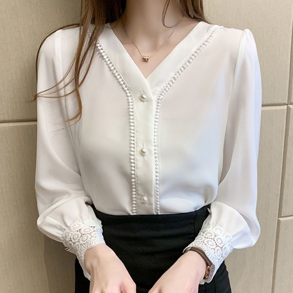 blusas mujer de moda blouse women long sleeve white blouse women shirts beading v-neck chiffon blouse shirt blusa d387 210426
blusas mujer de moda blouse women long sleeve white blouse women shirts beading v-neck chiffon blouse shirt blusa d387 210426