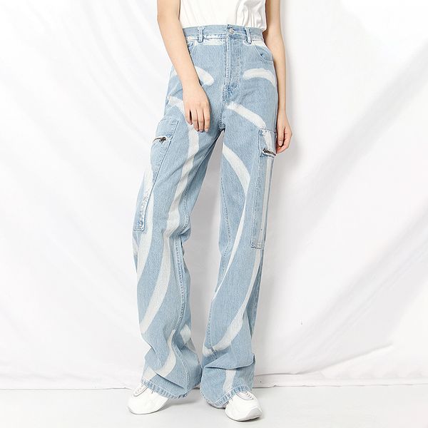 asymmetrical casual brem high painted waist hit irregular color denim wide leg pants for female clothes tide, Blue
asymmetrical casual brem high painted waist hit irregular color denim wide leg pants for female clothes tide, Blue