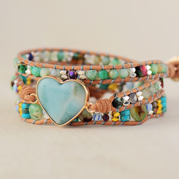new spiritual heart shape amazonite leather wrap bracelets w/ mixe stone beads bracelet boho classic jewelry bijoux dropship a, Golden;silver
new spiritual heart shape amazonite leather wrap bracelets w/ mixe stone beads bracelet boho classic jewelry bijoux dropship a, Golden;silver