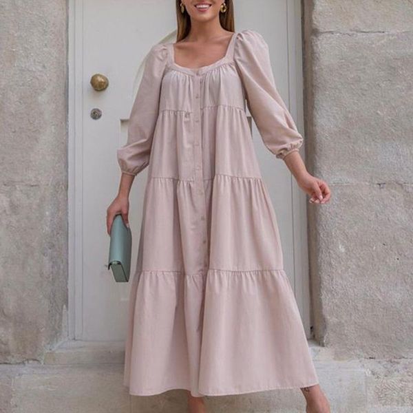 casual dresses katara square collar women fashion single breasted loose dress elegant ankle length solid female ladies, Black;gray
casual dresses katara square collar women fashion single breasted loose dress elegant ankle length solid female ladies, Black;gray