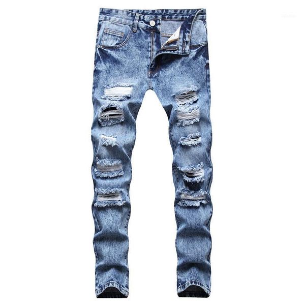 men's jeans brand mens clothing skinny washed slim designer zipper motorcycle distressed trousers for party baggy denim pants, Blue
men's jeans brand mens clothing skinny washed slim designer zipper motorcycle distressed trousers for party baggy denim pants, Blue