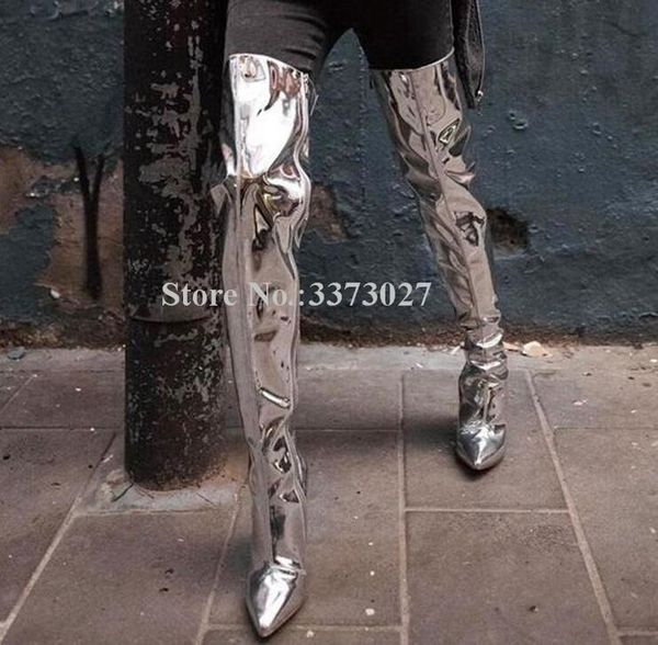 boots silver color thin heel long woman custom large size over the knee fashion lady pointed toe thigh high, Black
boots silver color thin heel long woman custom large size over the knee fashion lady pointed toe thigh high, Black