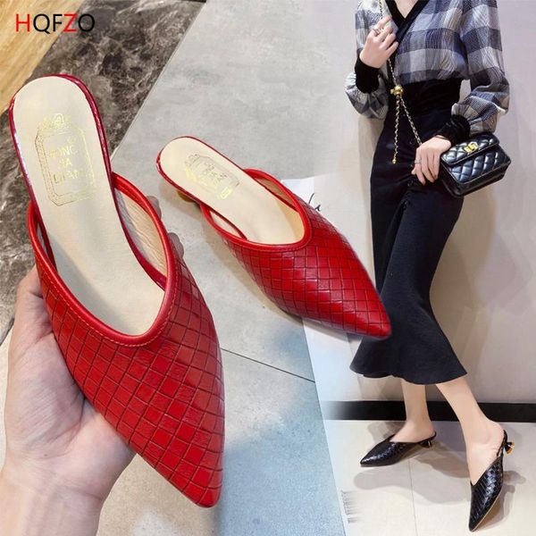 pointed toe leather women slippers low heels spring mules fashion sandals slides slip on summer shoes, Black
pointed toe leather women slippers low heels spring mules fashion sandals slides slip on summer shoes, Black