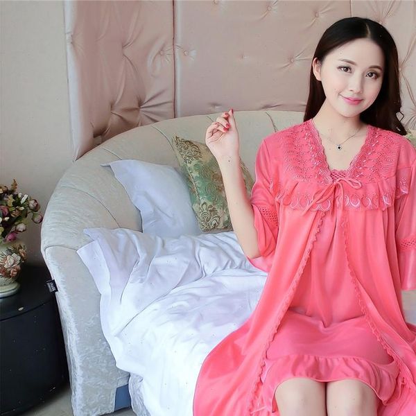 deep v neck satin nightgown women sleepwear lace half sleeve silk nightwear sleep wear night gown dress outwear, Black;red
deep v neck satin nightgown women sleepwear lace half sleeve silk nightwear sleep wear night gown dress outwear, Black;red