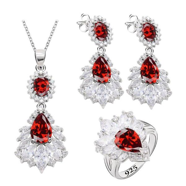 earrings & necklace classic red zircon silver color jewelry sets for women wedding bithday gift pendant ring
earrings & necklace classic red zircon silver color jewelry sets for women wedding bithday gift pendant ring