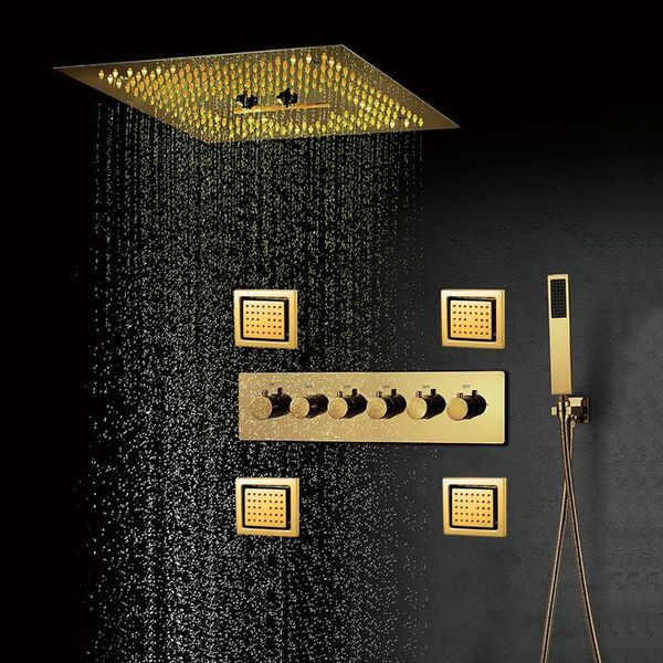 bathroom shower sets polished gold thermostatic rain system higt pressure showerhead embedded ceiling led panel faucets brass
bathroom shower sets polished gold thermostatic rain system higt pressure showerhead embedded ceiling led panel faucets brass