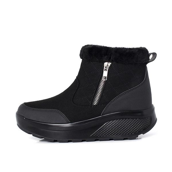 boots winter round head thick bottom short plush women's cloth face zipper opening snow, Black
boots winter round head thick bottom short plush women's cloth face zipper opening snow, Black