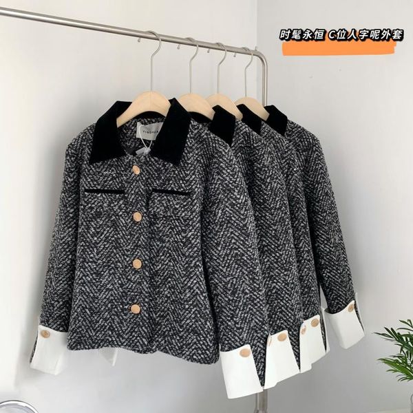 women's jackets vintage patchwork herringbone pattern woolen jacket for women autumn winter turn down collar lady elegant outwear, Black;brown
women's jackets vintage patchwork herringbone pattern woolen jacket for women autumn winter turn down collar lady elegant outwear, Black;brown
