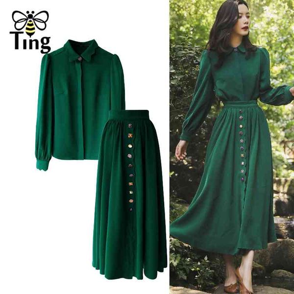 vintage elegant soft girl green women sets luxury button blouse & midi long skirts 2 pcs dress haut plus size 210513, White
vintage elegant soft girl green women sets luxury button blouse & midi long skirts 2 pcs dress haut plus size 210513, White