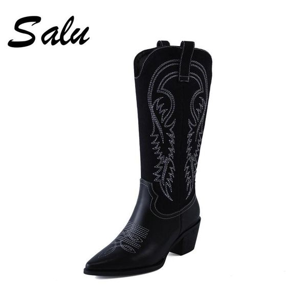 boots salu 2021 autumn winter knee high genuine leather classic design pointed toe shoes women est wedding woman heels, Black
boots salu 2021 autumn winter knee high genuine leather classic design pointed toe shoes women est wedding woman heels, Black