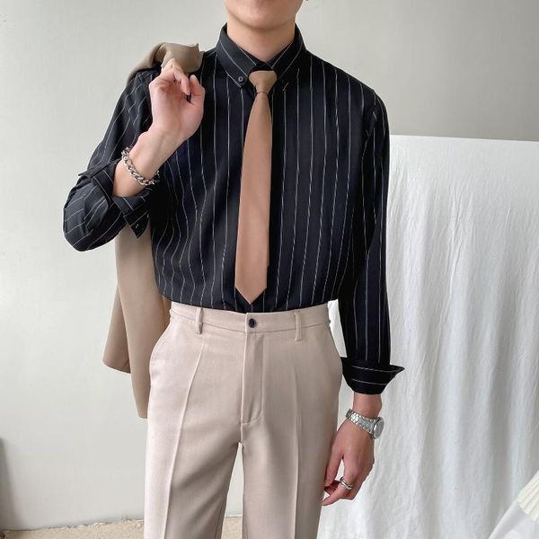 men's casual shirts men 2021 spring long sleeve striped business dress formal wear slim fit blouses o273, White;black
men's casual shirts men 2021 spring long sleeve striped business dress formal wear slim fit blouses o273, White;black