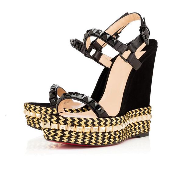 fashion red bottom wedge sandals gold patent leather studded ladies ankle strap women's pumps party dress eu35-42, with box chea svtq, Black
fashion red bottom wedge sandals gold patent leather studded ladies ankle strap women's pumps party dress eu35-42, with box chea svtq, Black