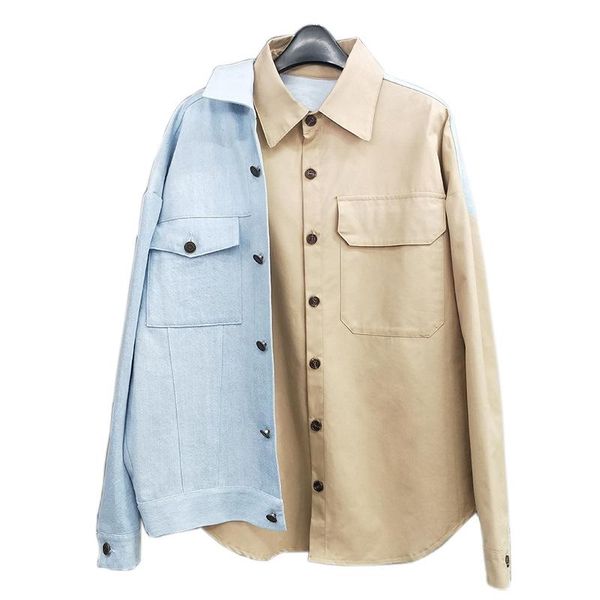 women's blouses & shirts sondr 2021 autumn denim stitching shirt women fashion wild casual ladies and solid color clothing, White
women's blouses & shirts sondr 2021 autumn denim stitching shirt women fashion wild casual ladies and solid color clothing, White
