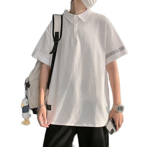 men's polos cotton shirt loose man standing collar half sleeve haikaharajuku lapel short t-shirt tennis sportswear, White;black
men's polos cotton shirt loose man standing collar half sleeve haikaharajuku lapel short t-shirt tennis sportswear, White;black