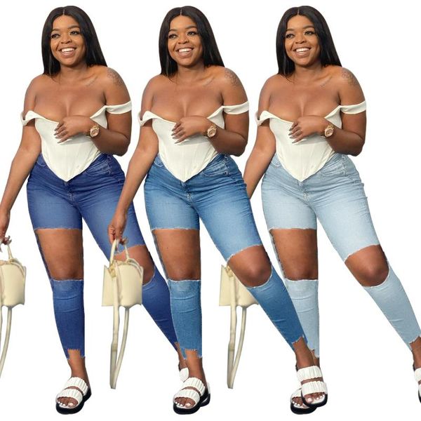 high elastic women solid ripped jeans 2021 spring arrivals plus size lady light washed hollow out skinny denim pencil pants women's, Blue
high elastic women solid ripped jeans 2021 spring arrivals plus size lady light washed hollow out skinny denim pencil pants women's, Blue