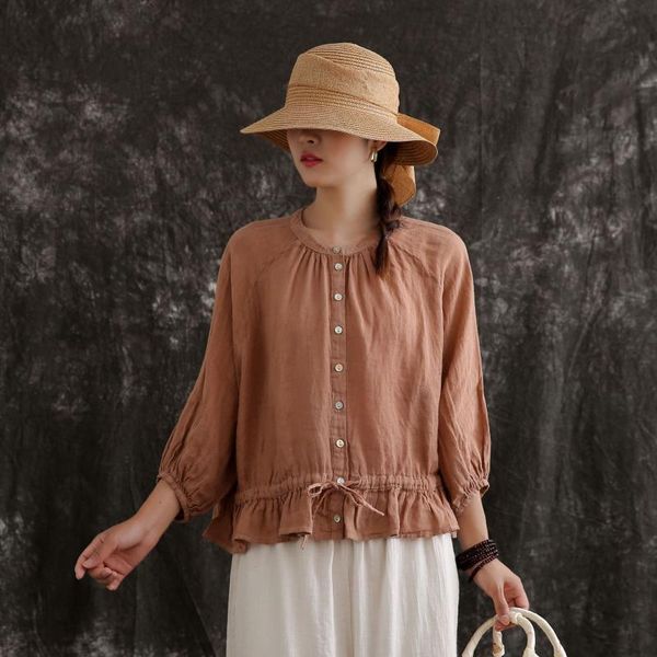 women's blouses & shirts qpfjqd 2021 solid brown color casual loose womens summer autumn retro cotton linen female tie and, White
women's blouses & shirts qpfjqd 2021 solid brown color casual loose womens summer autumn retro cotton linen female tie and, White