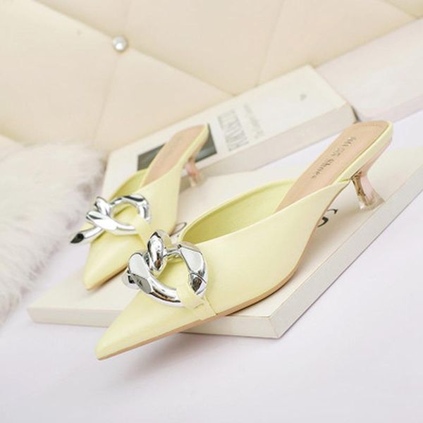 dress shoes 2021 pointed high heels fine mid heel summer women slippers metal chain buckle slip-on slides solid color simple sandals, Black
dress shoes 2021 pointed high heels fine mid heel summer women slippers metal chain buckle slip-on slides solid color simple sandals, Black