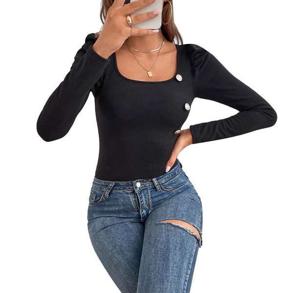 women's t-shirt women clothing square collar t-shirts autumn puff long sleeve elegant fashion pullover tees slim fit base, White
women's t-shirt women clothing square collar t-shirts autumn puff long sleeve elegant fashion pullover tees slim fit base, White