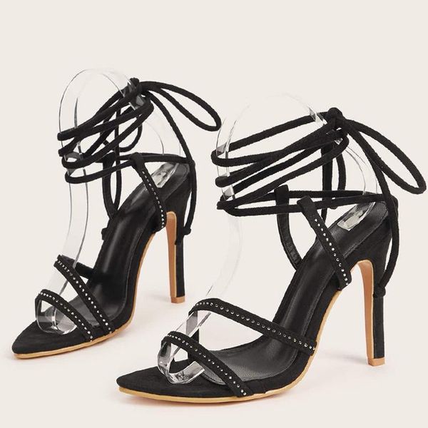 sandals women's high heels gladiator cross tied lace-up female shoes fashion rhinestones pointed toe pumps elegant footwear, Black
sandals women's high heels gladiator cross tied lace-up female shoes fashion rhinestones pointed toe pumps elegant footwear, Black