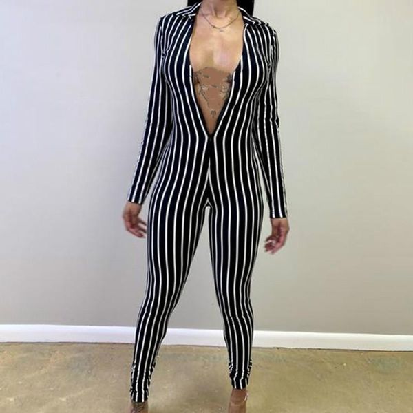 women's jumpsuits & rompers women autumn club strpie bodycon long sleeve deep v-neck romper playsuit, Black;white
women's jumpsuits & rompers women autumn club strpie bodycon long sleeve deep v-neck romper playsuit, Black;white