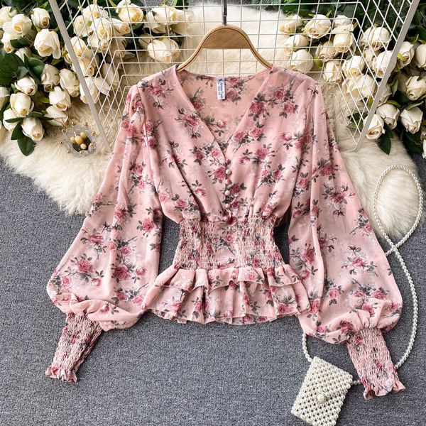 blouses women bohemian floral blouse autumn retro v neck sleeve elastic ruched french sweet print streetwear blouses, White
blouses women bohemian floral blouse autumn retro v neck sleeve elastic ruched french sweet print streetwear blouses, White