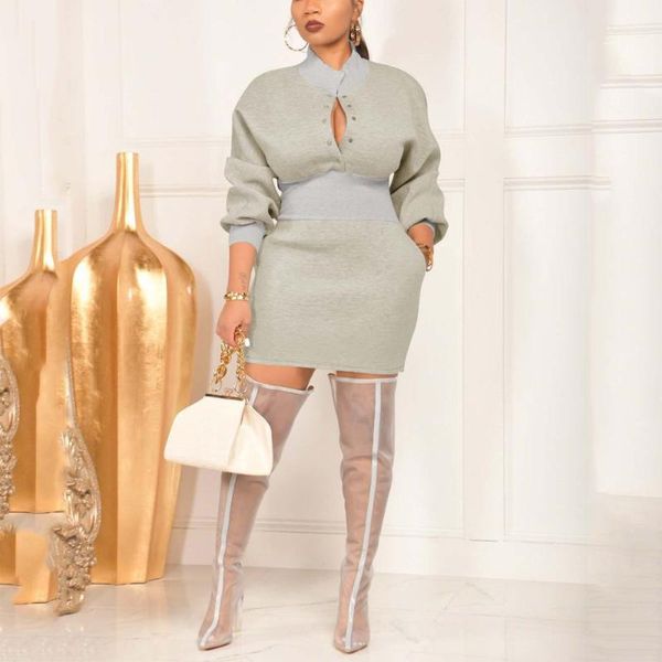 casual dresses autumn fall 2021 dress for women solid stand collar full sleeve bodycon high waisted mini length fashion elegant, Black;gray
casual dresses autumn fall 2021 dress for women solid stand collar full sleeve bodycon high waisted mini length fashion elegant, Black;gray