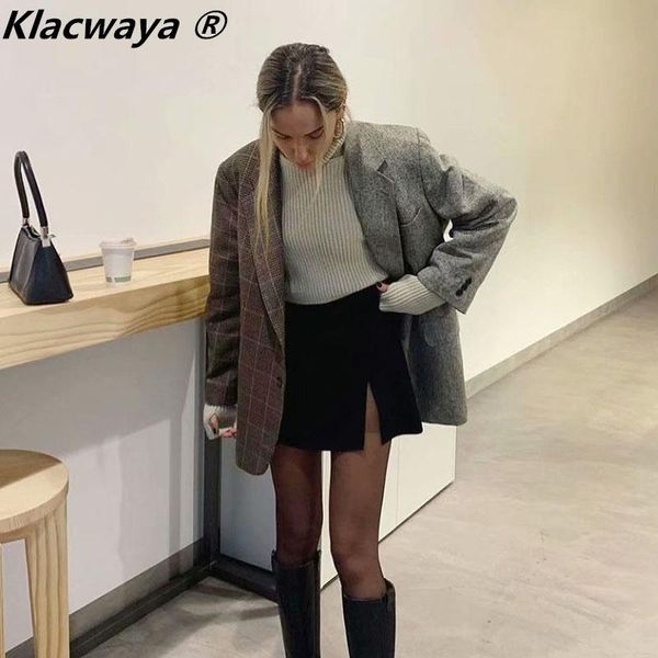 women's suits & blazers klacwaya women chic contrasting splicing lattice loose blazer coat vintage long sleeve single breasted female s, White;black
women's suits & blazers klacwaya women chic contrasting splicing lattice loose blazer coat vintage long sleeve single breasted female s, White;black