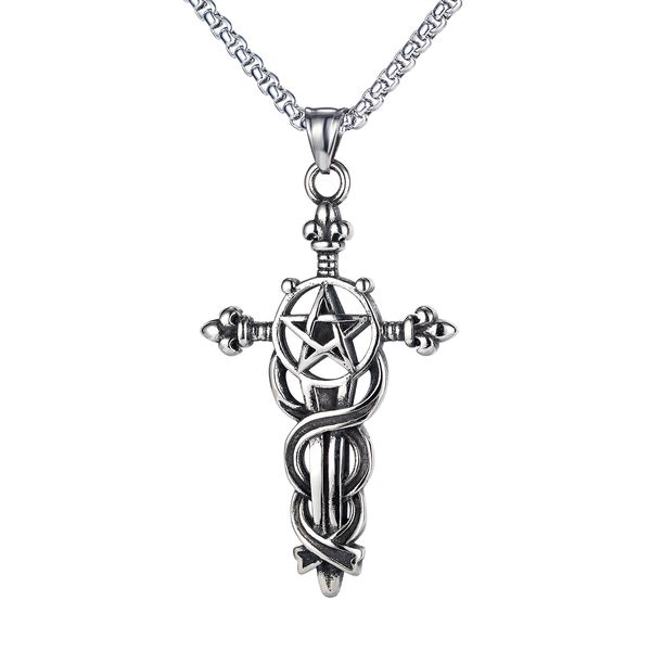 necklaces chain pendants for mens sliver personalized retro five-pointed star sword cross stainless steel jewelry to boys birthday gifts, Silver
necklaces chain pendants for mens sliver personalized retro five-pointed star sword cross stainless steel jewelry to boys birthday gifts, Silver