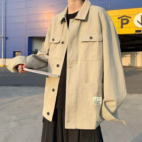 men's casual shirts black gray jackets long sleeve clothes loose classic retro overalls streetwear thin versatile multi-pocket oversiz, White;black
men's casual shirts black gray jackets long sleeve clothes loose classic retro overalls streetwear thin versatile multi-pocket oversiz, White;black