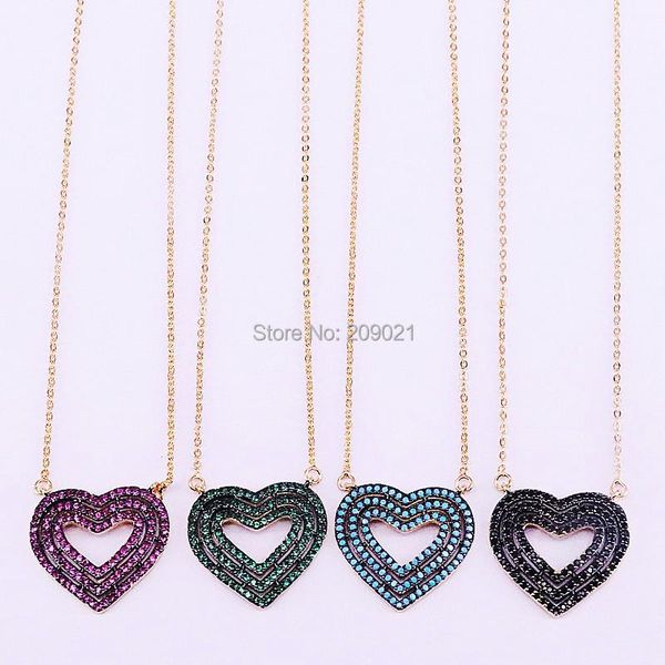 pendant necklaces 5pcs fashion gold slim chain necklace micro pave cz mix color heart charm jewelry gift, Silver
pendant necklaces 5pcs fashion gold slim chain necklace micro pave cz mix color heart charm jewelry gift, Silver