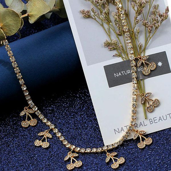 punk women lovely gold color crystal cherry pendant necklaces tennis chain iced out necklace bling fruit charms clavicle jewelry, Silver
punk women lovely gold color crystal cherry pendant necklaces tennis chain iced out necklace bling fruit charms clavicle jewelry, Silver