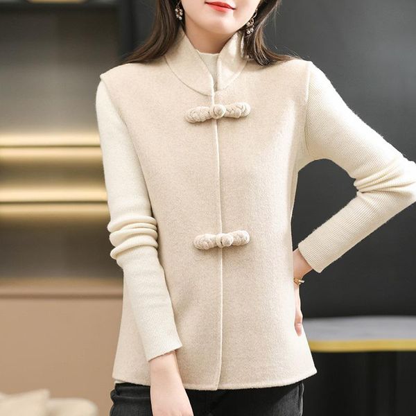 women's wool & blends 2021 autumn and winter double-sided woolen vest women loose fashion chinese knot, Black
women's wool & blends 2021 autumn and winter double-sided woolen vest women loose fashion chinese knot, Black