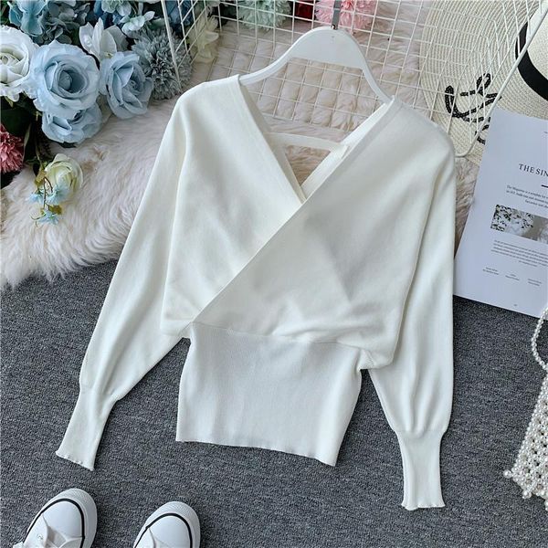 women's sweaters woman sweater female crossed winter autumn knitted solid v-neck batwing sleeve pullovers bottoming, White;black
women's sweaters woman sweater female crossed winter autumn knitted solid v-neck batwing sleeve pullovers bottoming, White;black